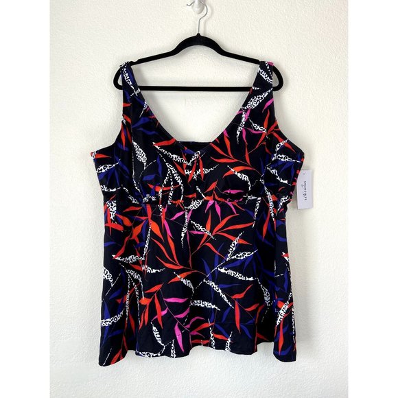 SwimSuits for all women's plus 30 black red blue v-neck tankini swim top NWT - Picture 1 of 7